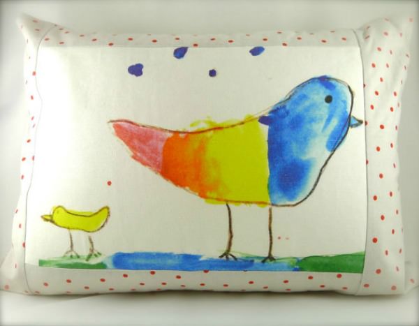 Decorative Rainbow Bird Pillow by MiraJean Designs