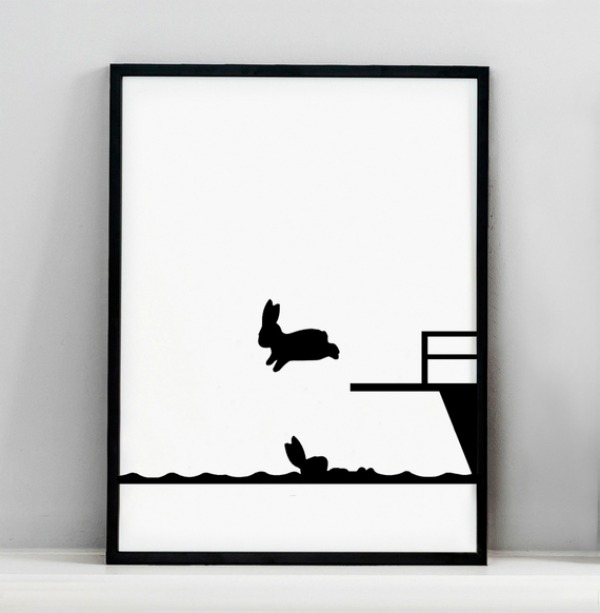 Diving Rabbit Screen Print by HAM